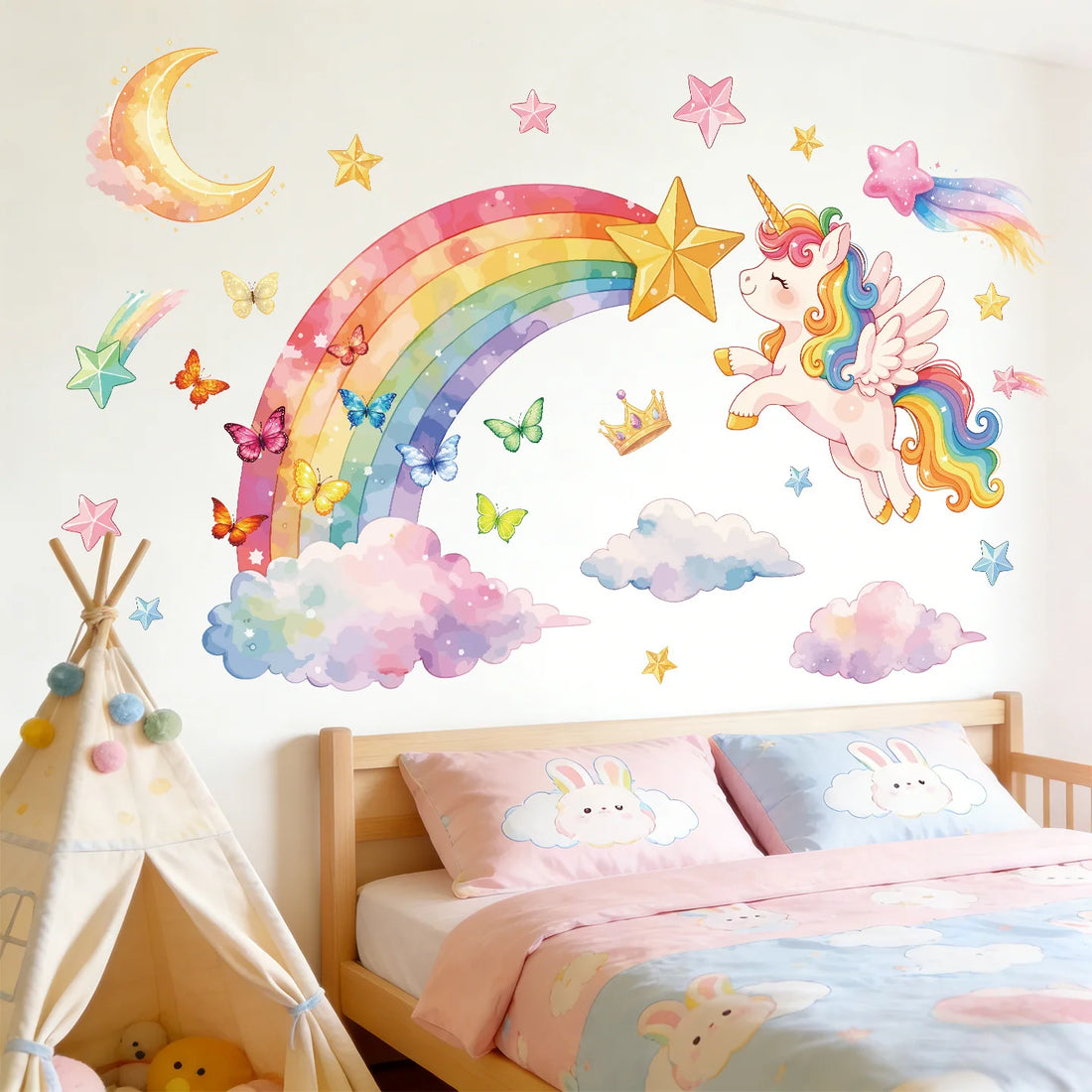 Shine In The Dark Unicorn Stars Wall Stickers for Bedroom