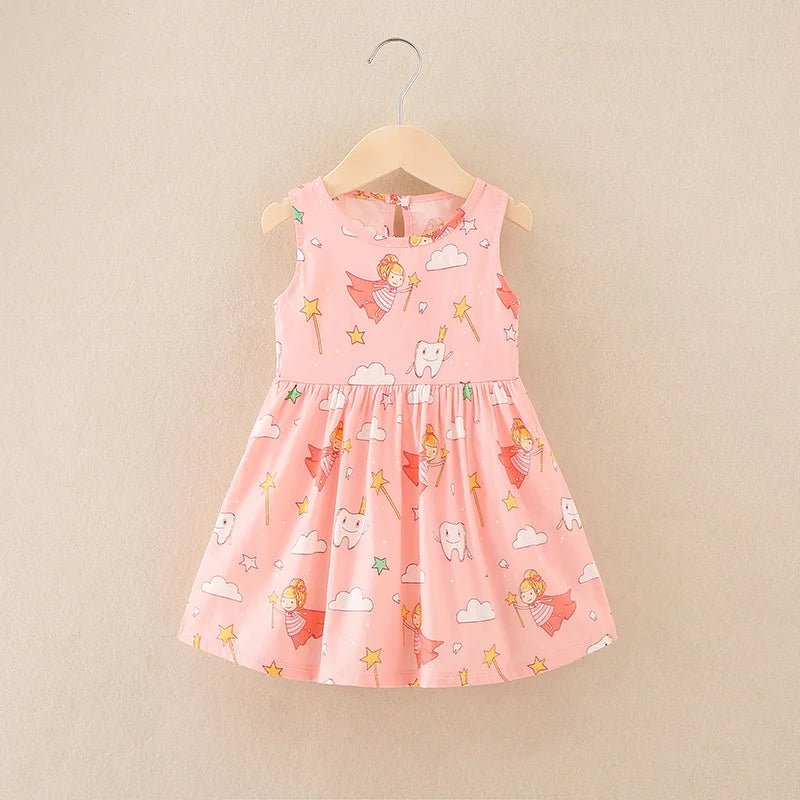 Kids Girls Cartoon Pattern Summer Party Dresses