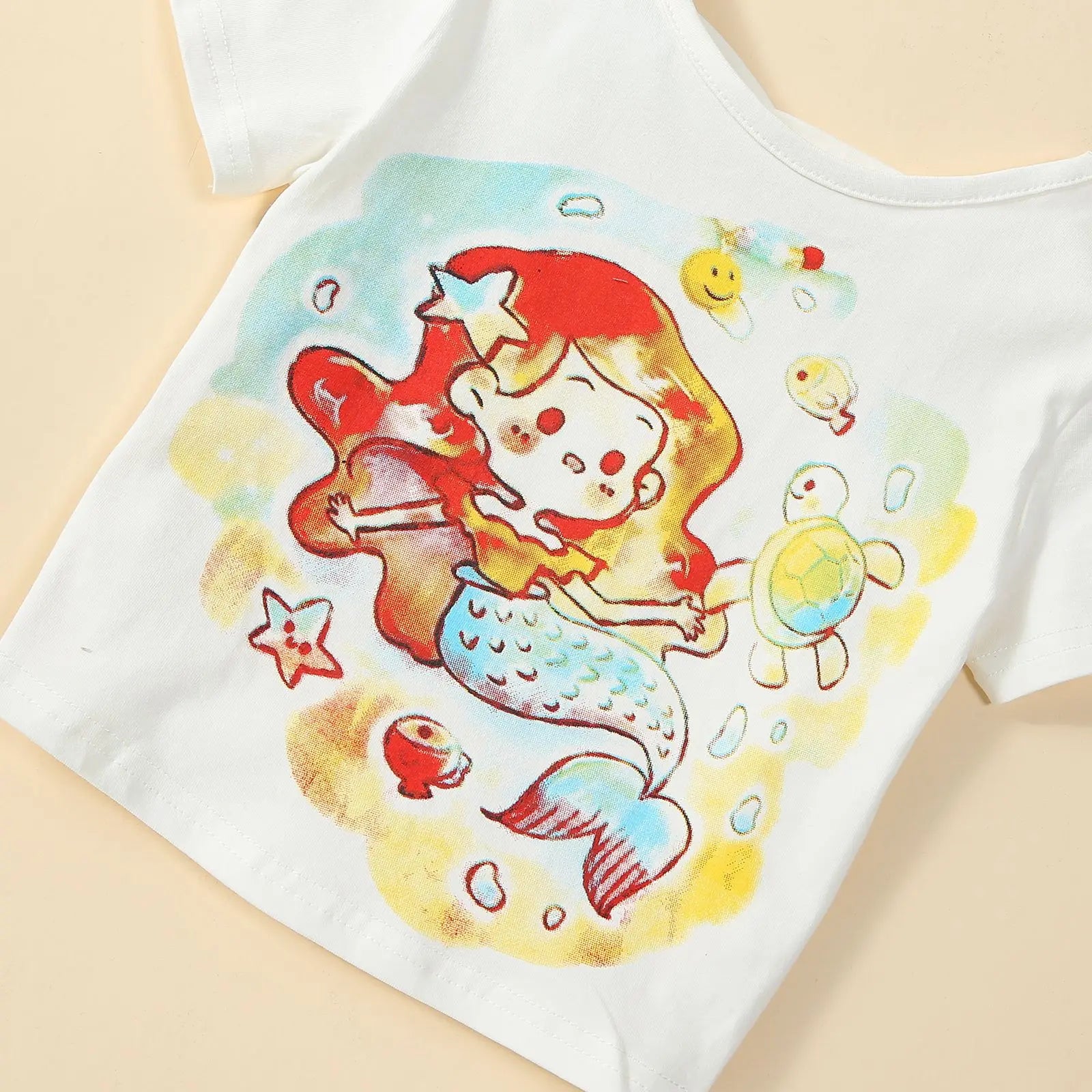 Baby/Kids Girls Cartoon Mermaid Top and Sequined Fishtail Skirt Set childrensterritory