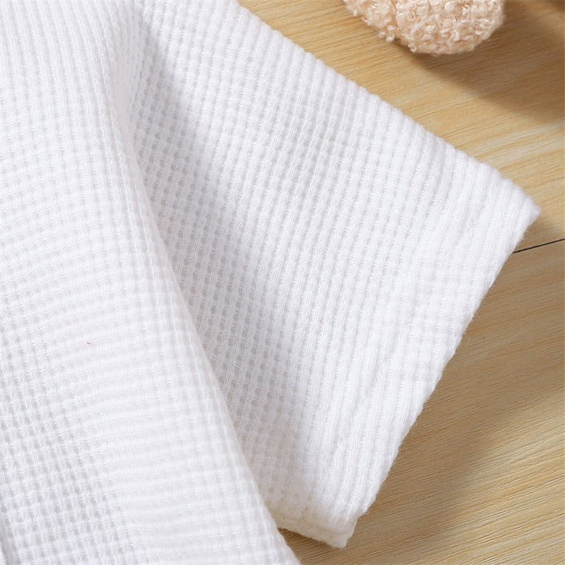 Baby Boys/Girls Bear Embroidery Waffle Bodysuit childrensterritory