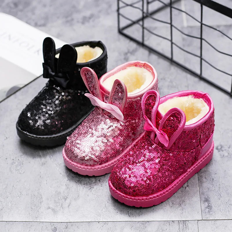 Kid Girls Non-slip Warm Sequin Snow Boots childrensterritory