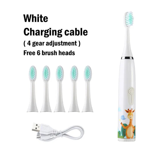 Electric Tooth Brush for Kids with 6 Soft Nozzles childrensterritory