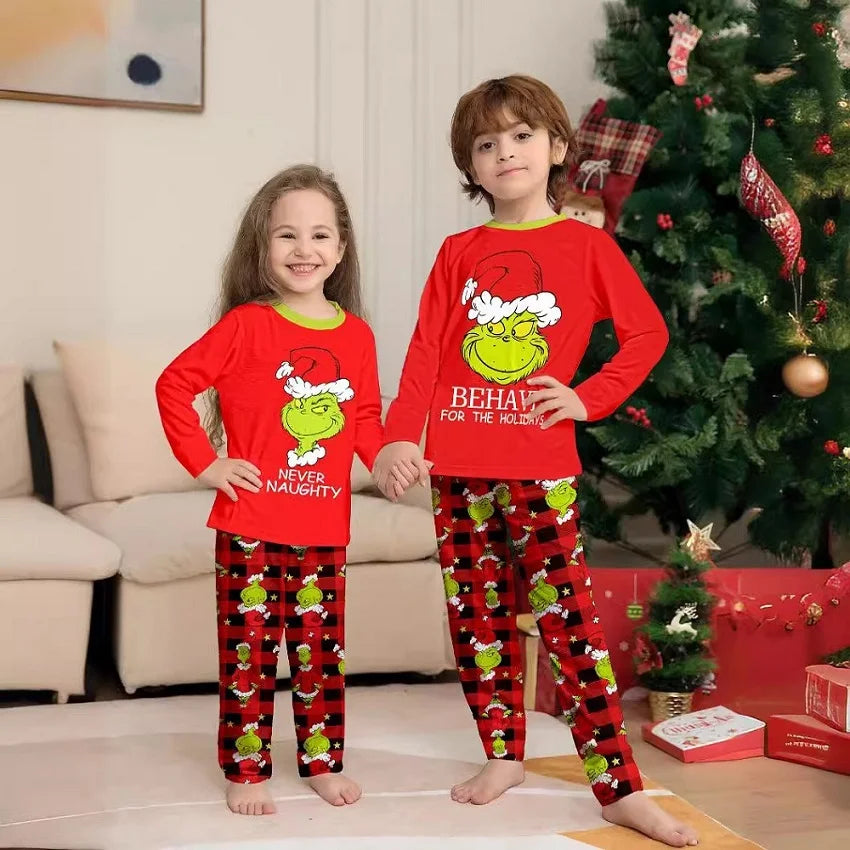 Cartoon Design Red Xmas Family Matching Pajamas Sets childrensterritory