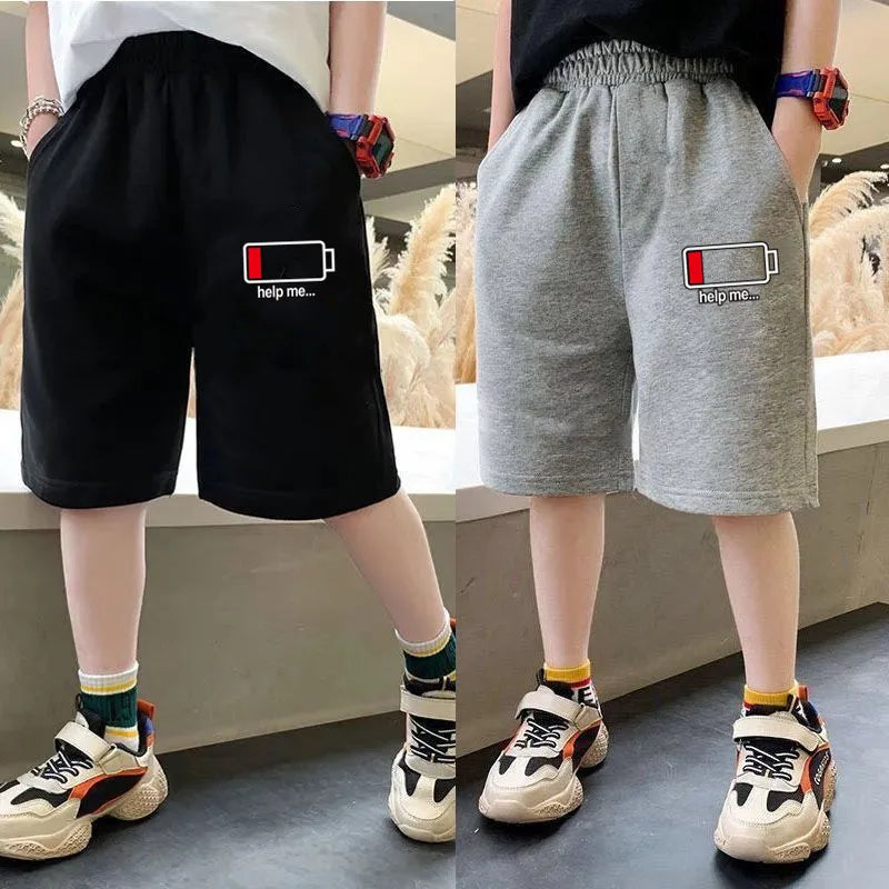 Kids Boys Funny Battery Print Sports Shorts for Summer childrensterritory
