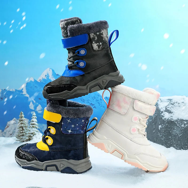 Kids PU Leather Waterproof Snow Boots for Winter Sport childrensterritory