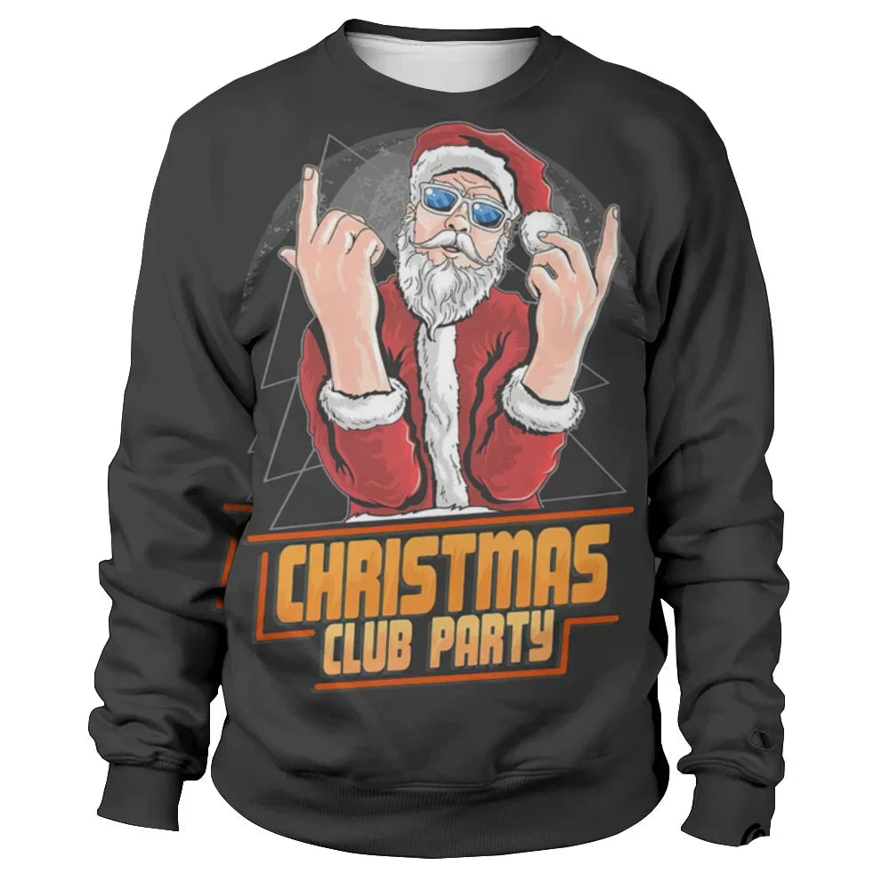 Funny Santa Claus Printed Sweatshirts For Men childrensterritory