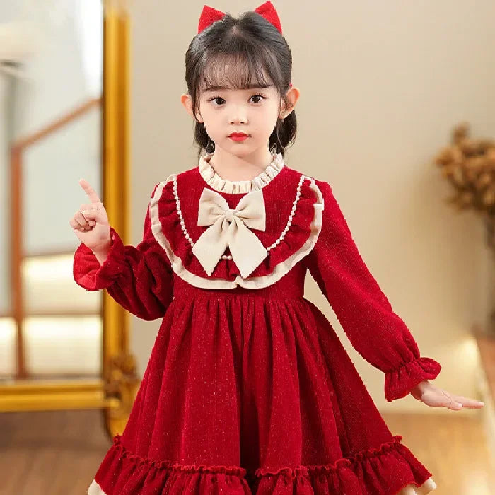 Baby Girls’ Elegant Long-Sleeve Winter Dresses