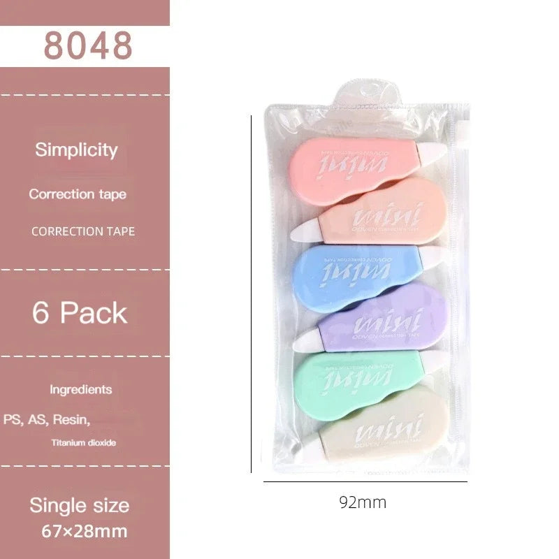 6Pcs/pack Portable Mini Correction Tapes Set childrensterritory
