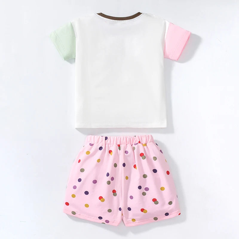 Kids Girls Cartoon Animals Design Cotton Tops + Pants Clothes Set childrensterritory