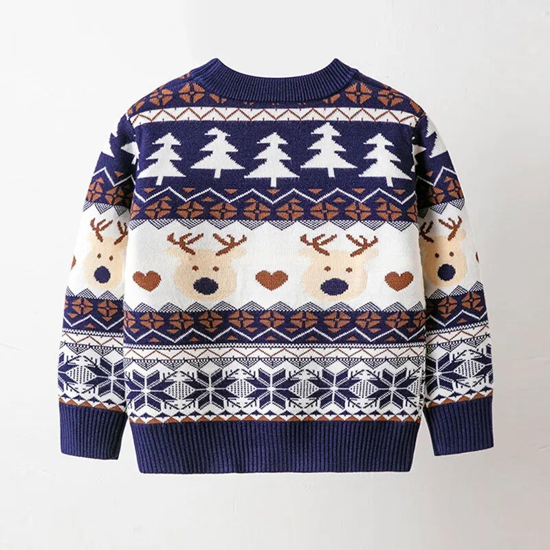 Cartoon Deer Design Knitted Christmas Sweaters For Kids childrensterritory