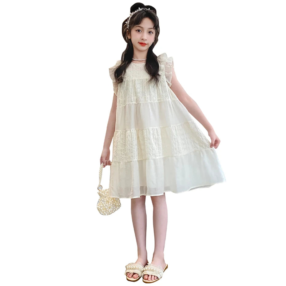 Young Girls Floral Embroidery Summer Party Dress childrensterritory