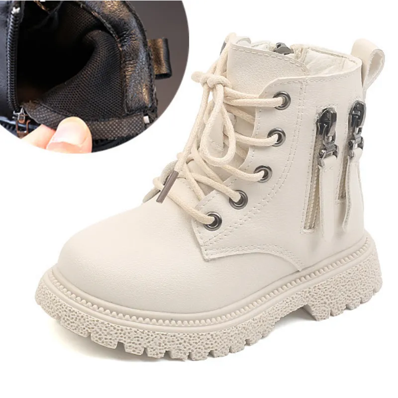 Double-Zip Design Warm Ankle Length Rubber Boots for Kids childrensterritory