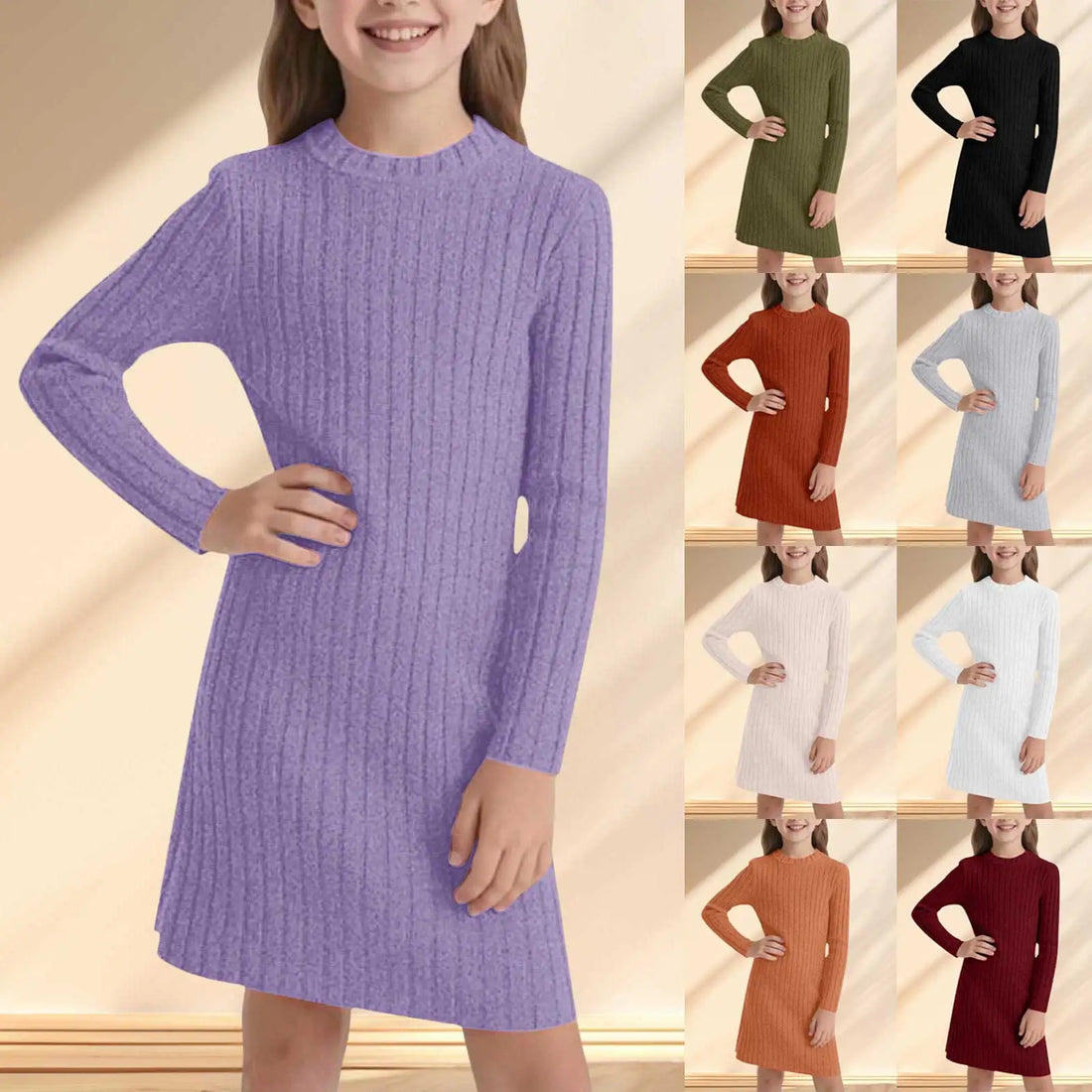 Girls’ Long-Sleeve Elegant Winter Dresses