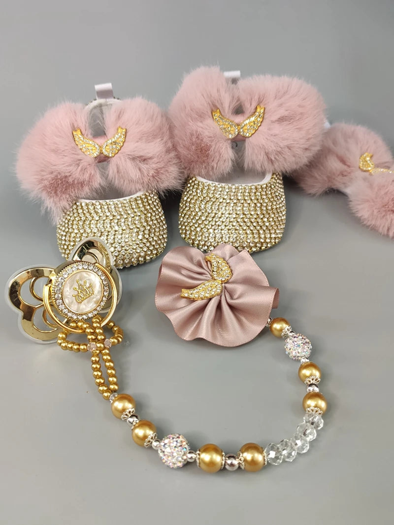 Luxury Keepsake Diamond Baby Bottles and Shoes Headband Set childrensterritory