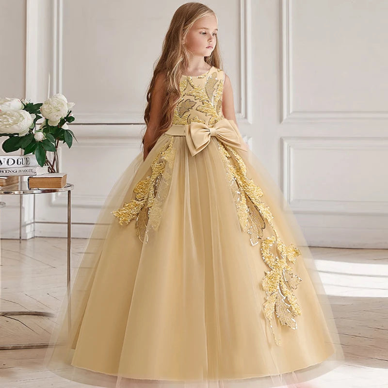 Elegant Bridesmaid Long Princess Gown For Kids Girls childrensterritory