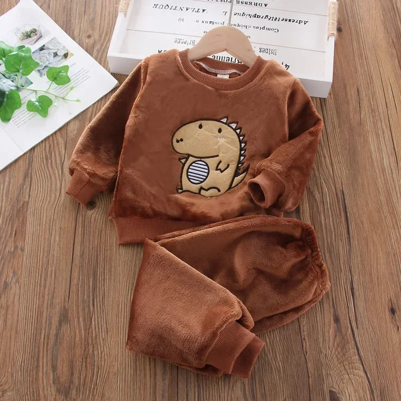 Girls Cartoon Design Long Sleeves Warm Clothing Set childrensterritory
