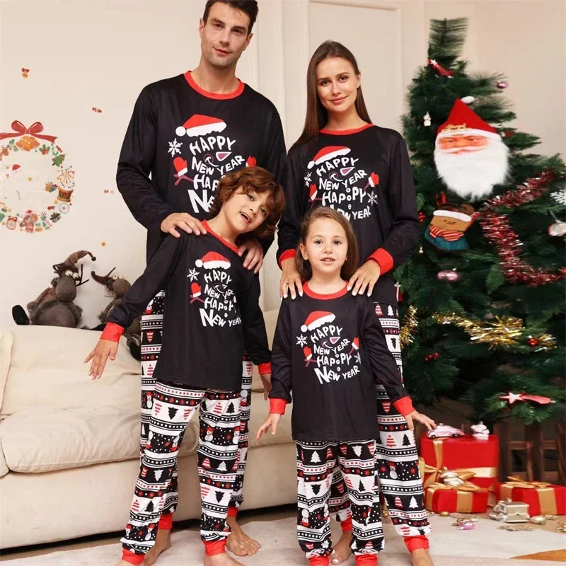 Letter Print Cute Family Matching Cotton Christmas Pajamas childrensterritory