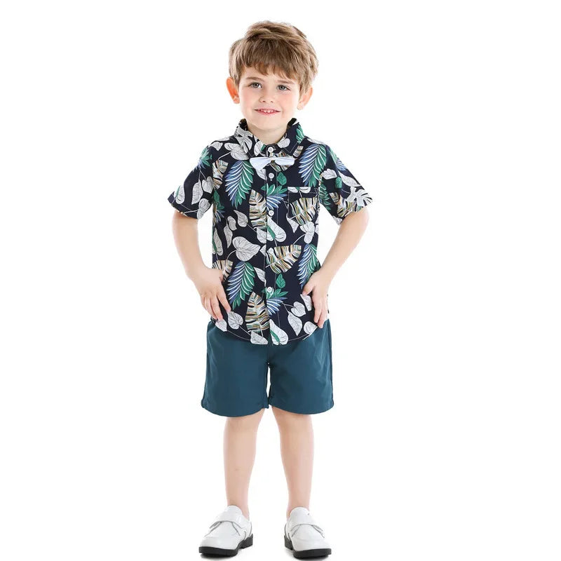 Toddler Boy Floral Bowtie Shirt + Shorts Gentleman Clothing Set