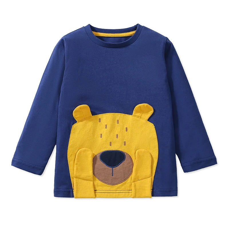 Cartoon Embroidered Kids Long Sleeves Cotton Tops childrensterritory