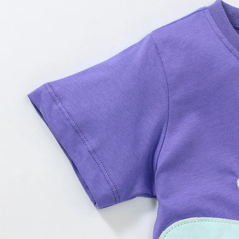 Cartoon Butterfly Design Kids Girls Summer Cotton Tops Tees childrensterritory