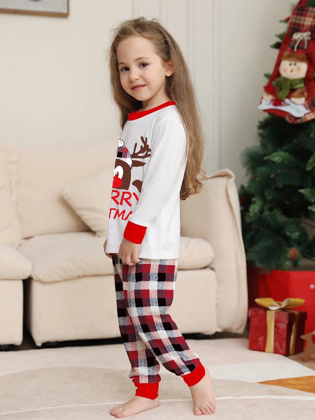 Parent Child Matching Printed Sleepwear Set for Christmas childrensterritory