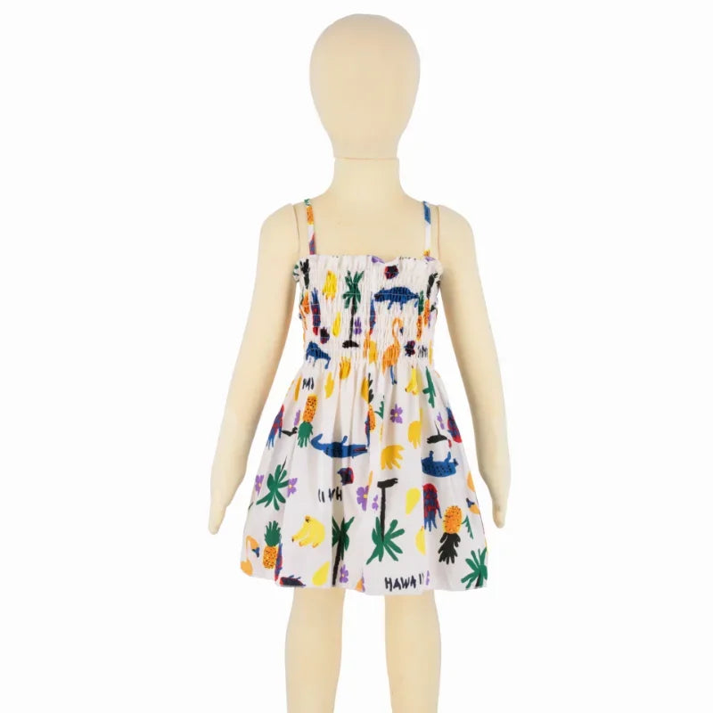 Little Girls Floral Halter Style Summer Cotton Dresses childrensterritory