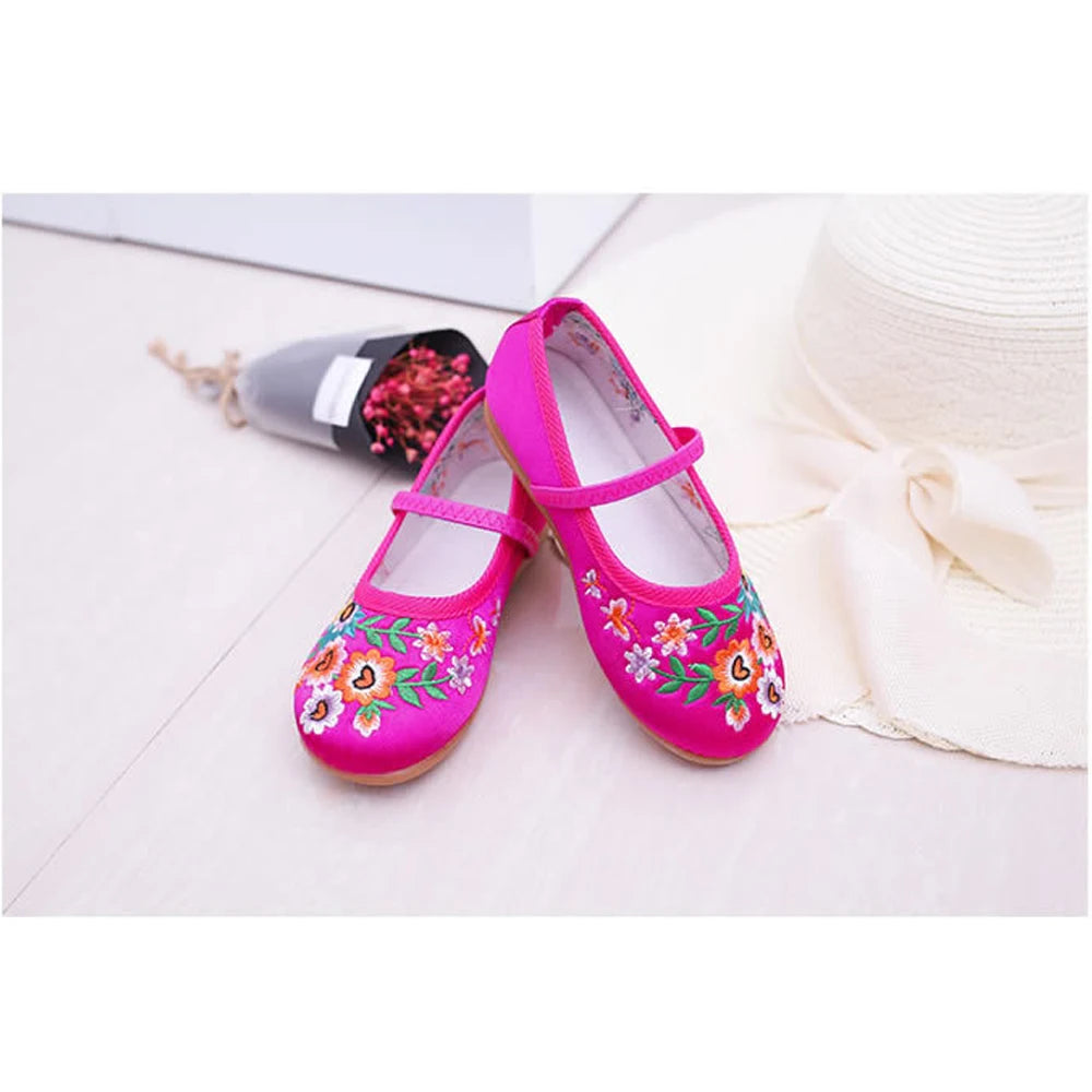 Embroidery Design Soft Leather Shoes For Girls childrensterritory