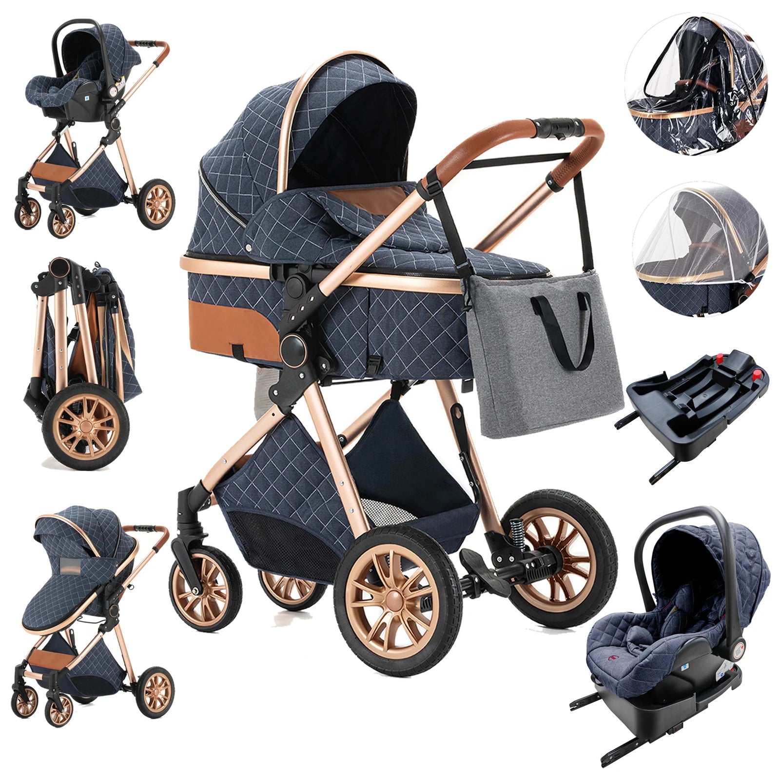 3 in 1 Portable High Landscape Luxury Baby Stroller