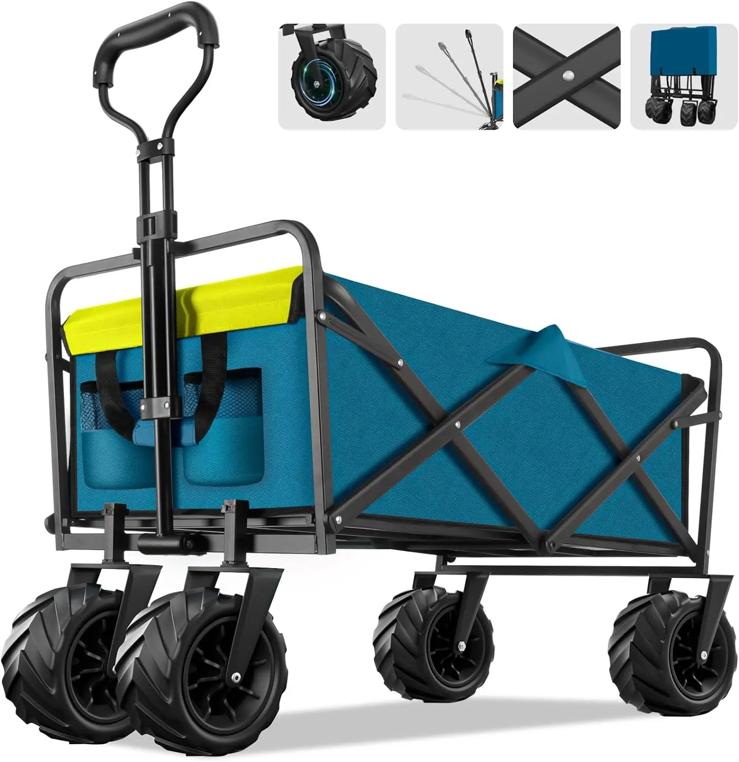 Collapsible Beach Wagon Cart for Sand Camping with Large Wheels childrensterritory