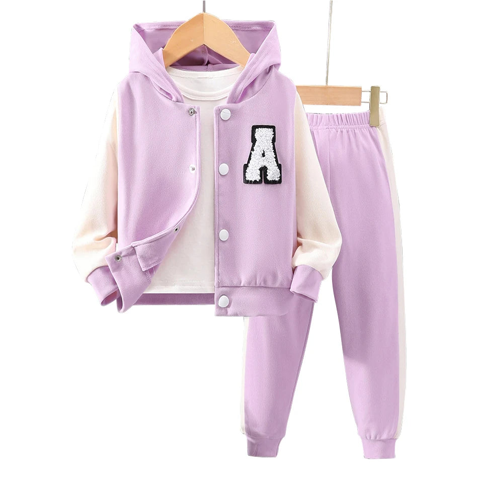 2pcs Hooded Contrasting Kids Fall Tracksuit Set childrensterritory