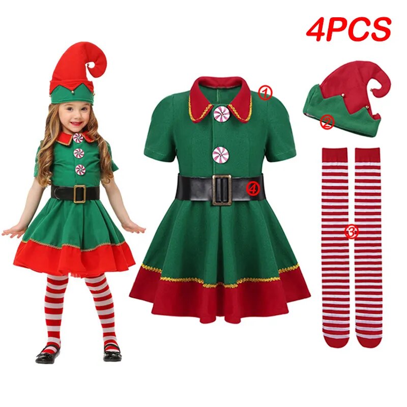 Kids Red Santa Claus Party Dress Set for Christmas childrensterritory