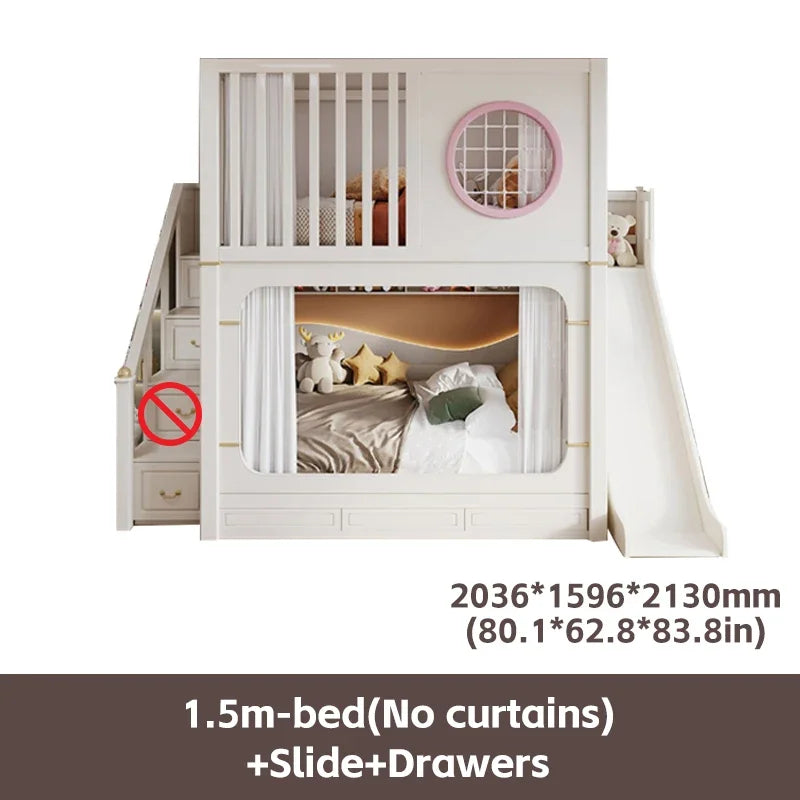 Solid Wooden Multifunctional Kids Bunk Beds with Ladder childrensterritory