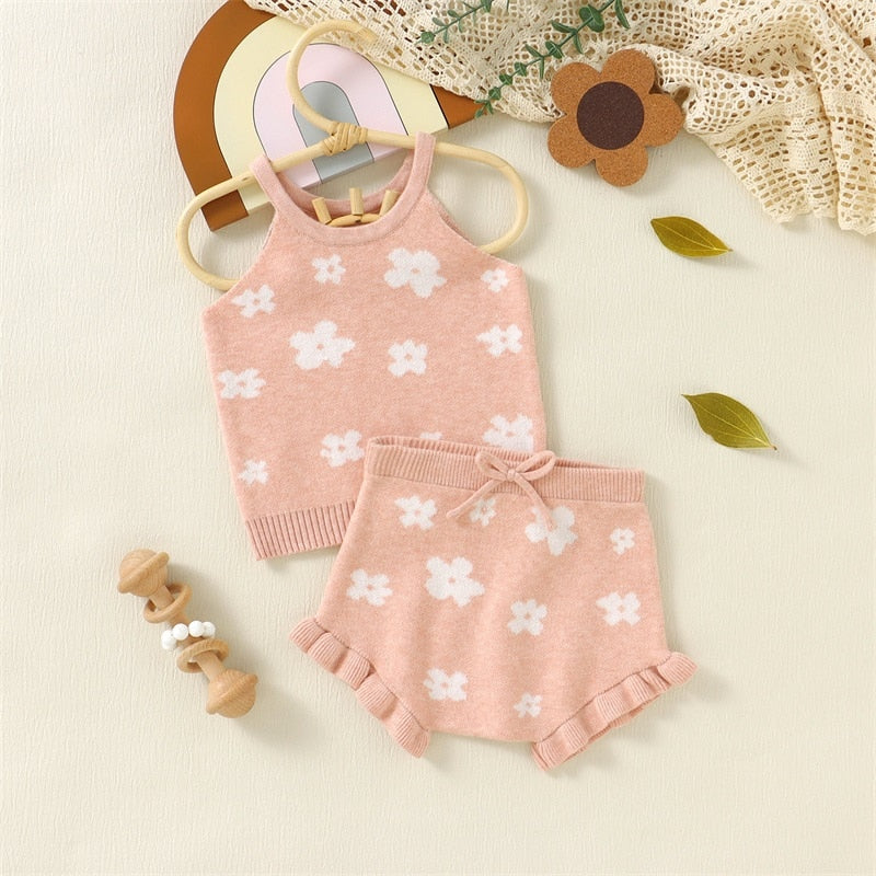 Toddler Girl 2Pcs Sleeveless Floral Outfit Set childrensterritory