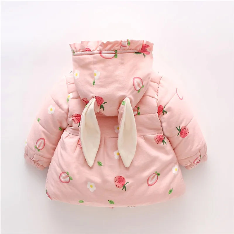 Toddler Girls Long Sleeve Printed & Hooded Soft Jacket