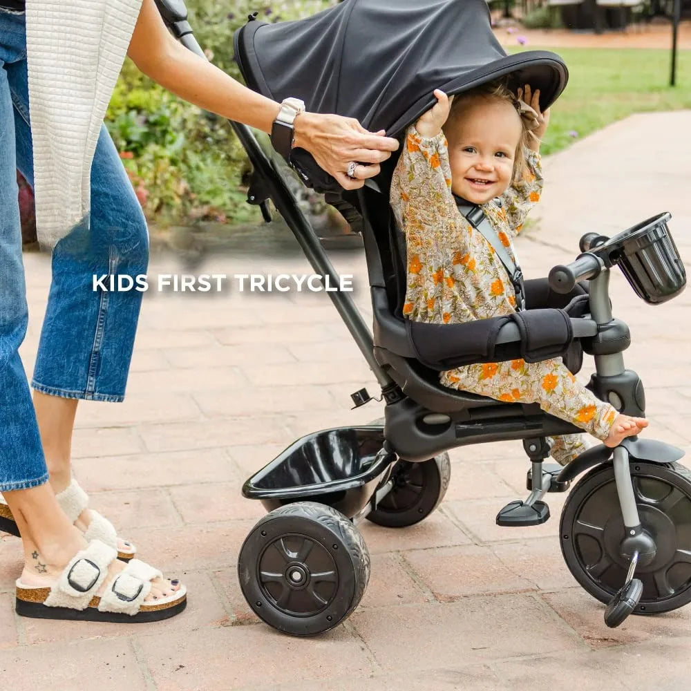 Kids Tricycle with 4-Stages Featuring Extra-Wide Front Tire