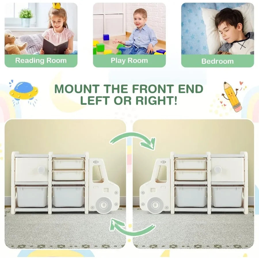 Car Design Kids Enclosed Toy Storage Organizer for Playroom