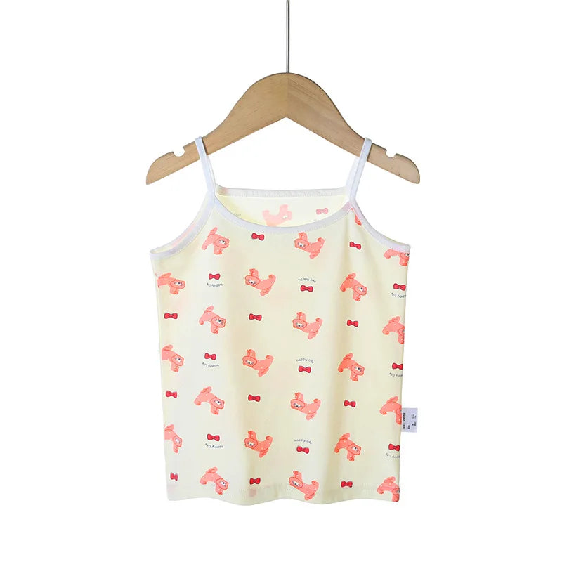 Young Girls Cartoon Design Soft Cotton Camisoles childrensterritory