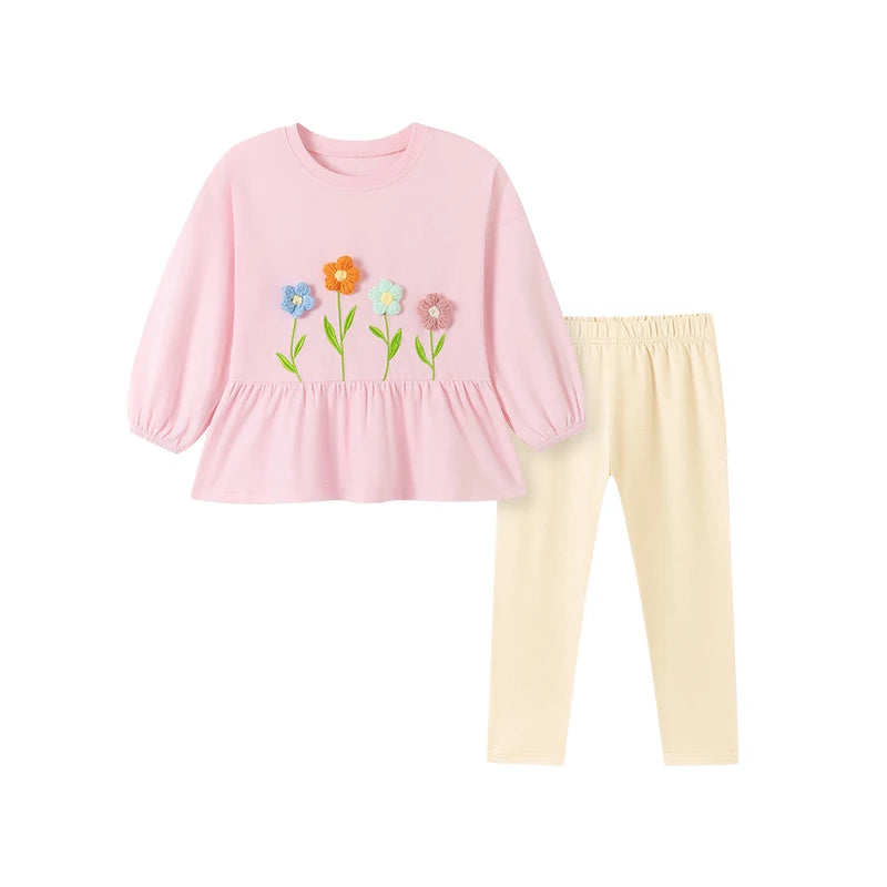 Kids Girls Cartoon Design Tops and Leggings Set