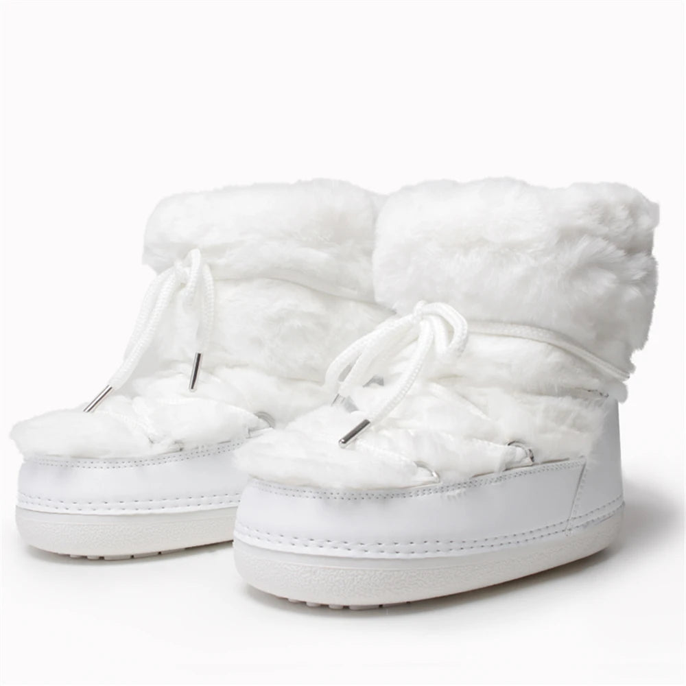 Fluffy Faux Fur Middle Calf Platform Snow Boots for Women childrensterritory