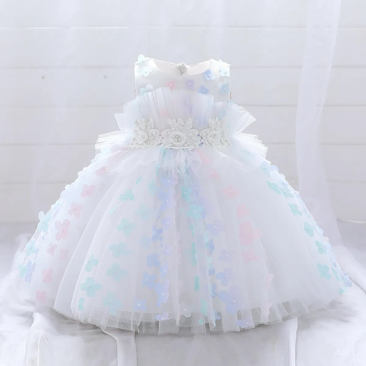Elegant Bow Lace-Decorated Little Girls Tutu Party Dresses childrensterritory