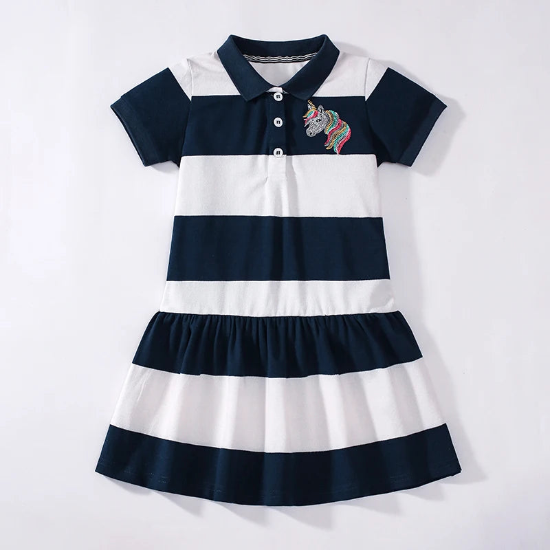 Little Girls Cartoon Embroidered Design Summer Dresses childrensterritory