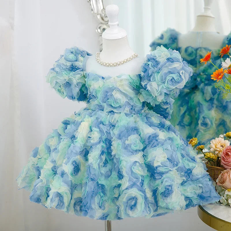 Kids Girls Luxury Fluffy Formal Lace Design Ball Gowns childrensterritory
