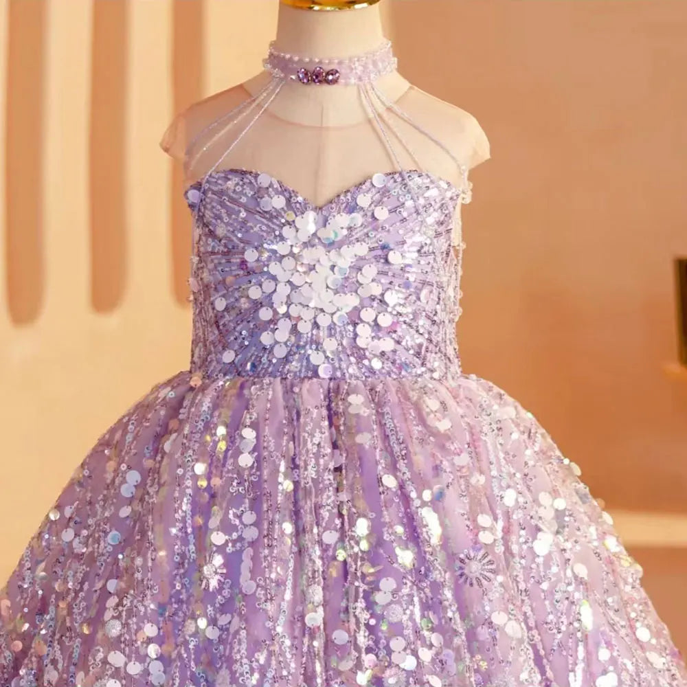 Gorgeous Sparkling Beading Girls Wedding Birthday Party Dress