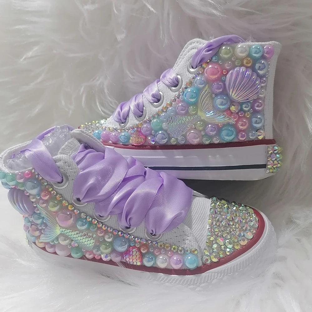 Mother-Daughter Matching Handmade Rhinestones Bling Sneakers