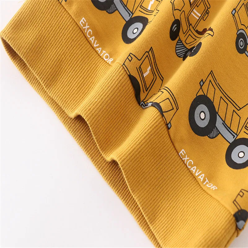Cartoon Cars Print Long Sleeve Kids Sweatshirts