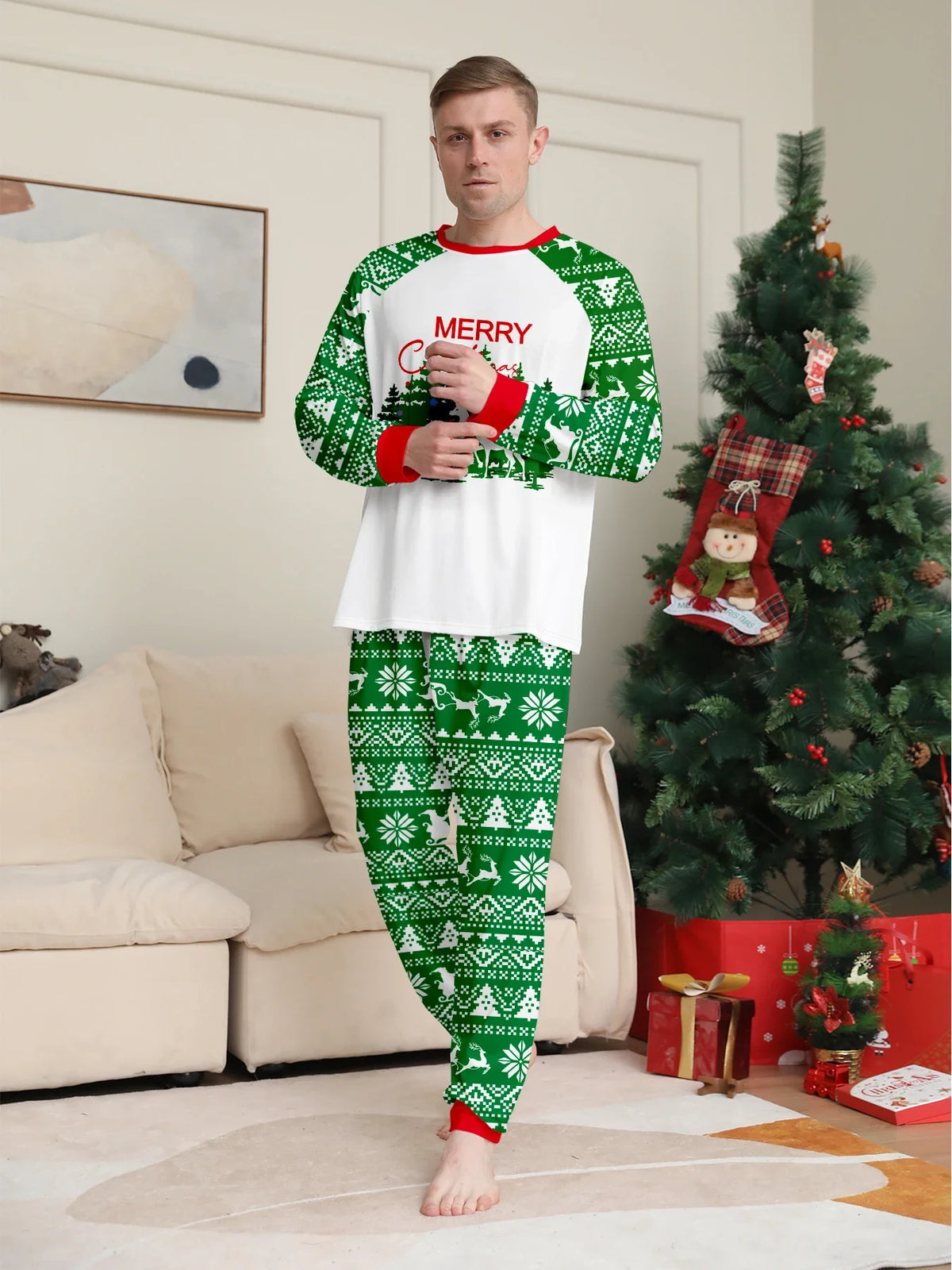 Long Sleeves Christmas Print Family Matching Clothing Set
