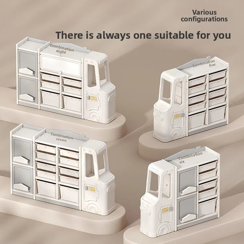 Kids Toy Storage Organizer with Three Cabinets and Ten Toy Bins