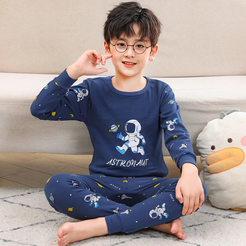 Kids Boys Girls Cartoon Print Tops + Pants Sets Sleepwear childrensterritory