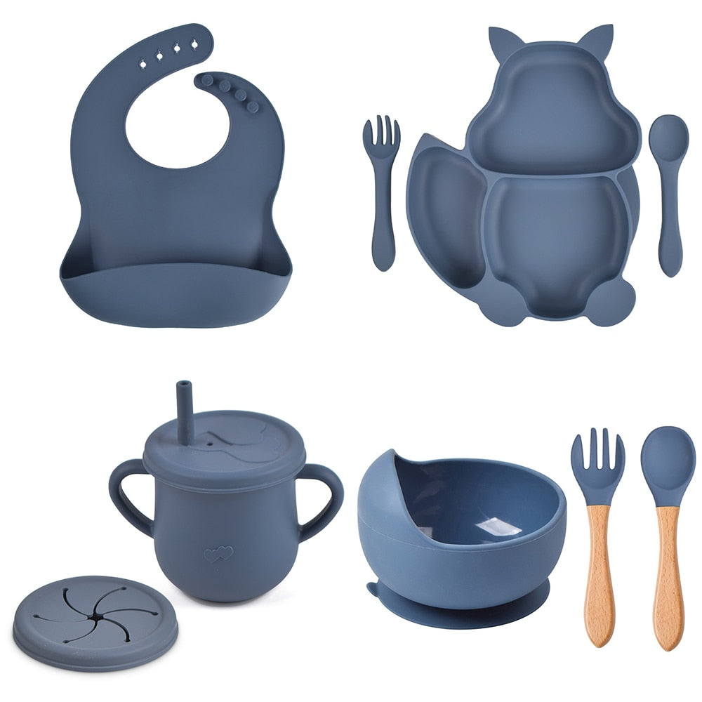 8 Pcs Baby/Kids Anti-Slip Soft Silicone Tableware Set childrensterritory