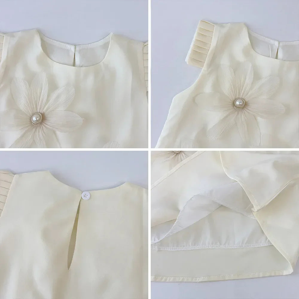 3D Flower Design Kids Girls Summer Party Dresses childrensterritory
